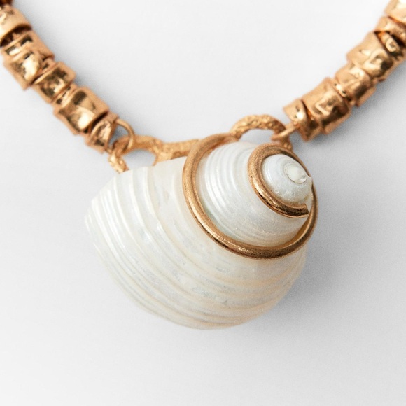 Zara Genuine Seashell Necklace & Gold Chunky Chain, ZARA - Picture 8 of 8